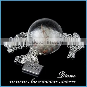 Hot Selling Creative Romantic Glass Cover Dandelion Seed Necklace thumbnail-3