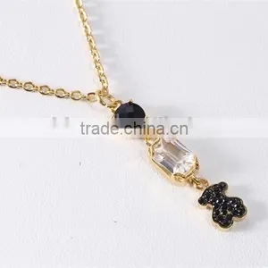 Guangzhou Biggest Wholesale Fashionable Black Bear Pendant Gold Plated Chain Necklace thumbnail-5
