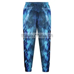 Hot Sale Plus Size Women Sweatpants 3D Print Blue Feather Pants N18-9 thumbnail-2