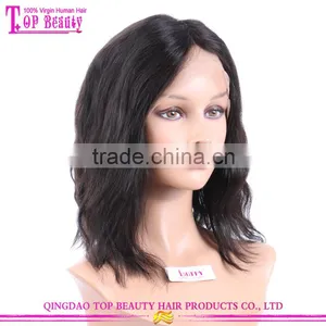 12 Inches Short Style Middle Part Natural Wave Brazilian Human Hair Wig Lace Front thumbnail-2