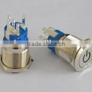 Metal Momentary Pushbutton 19(dia.19mm) With Power Symbols thumbnail-1
