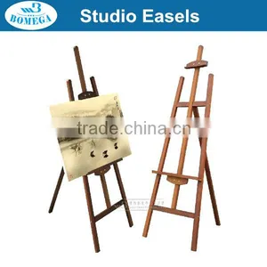 in Stock 1.45m Brown Pine Wood Painting Display Easel Wholesale thumbnail-4