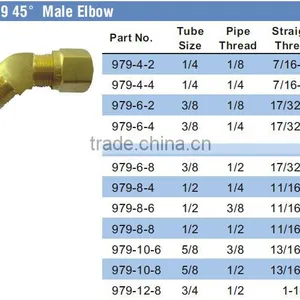 979 45 Male Elbow,Air Brake Fittings for Nylon Tube,Brass Valve thumbnail-5
