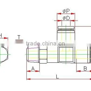 Plastic Tube Fitting, Male Run Tee ,compact One -touch Tube Fitting , thumbnail-2