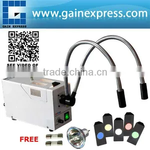Newly Design Dual Metal Pipe Fiber Optic Halogen Illuminator/ With Interchangeable Lighting Color 110V/220V thumbnail-1