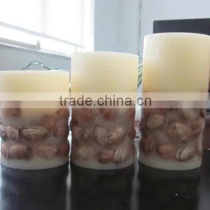 Flameless Led Candles Christmas Decrative Led Real Wax Candles With Shells Led Shells Candles thumbnail-2