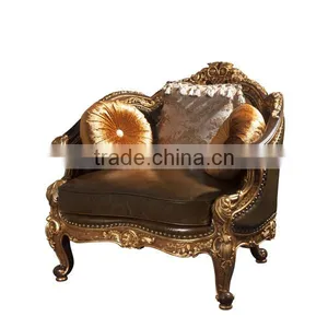 Vintage Living Room Leather Sofas, Exquisite Hand Painting Sectional Sofa Set, Classic Wood Carving Living Rroom Furniture Set thumbnail-4