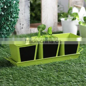 Planters Large Outdoor Garde | Chalk Board Herb Planter With Base Red 4 Pcs thumbnail-1