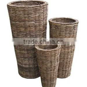 Outdoor Garden Natural Rattan Flower Pots thumbnail-1