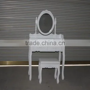French Style White Wooden Dressing Table With Stool/White K/D Dresser/Modernstyle Dressing Table thumbnail-1