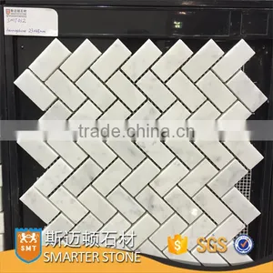 23x48mm Carrara White Herringbone Pattern Tile for Bathroom thumbnail-1