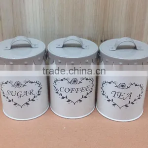 New Stylish Airtight Metal Tin Tea Coffee Sugar Canister Storage Bin With Flower Lid thumbnail-2