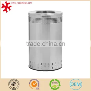 8 Gallon Round Stand Mirror Finish Stainless Steel Ashtray Bin Waste Bin thumbnail-1