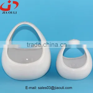 Popular Design Home Decoration White Easter Ceramic Egg Basket thumbnail-2