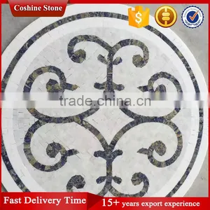 Round Shaped Natural Stone Carrara White Marble Mosaic Pattern thumbnail-1