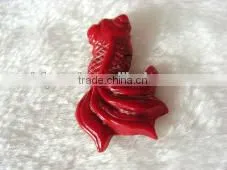 Wholesale 25-40mm Red Goldfish Cheap Natural Coral Necklace Pendants thumbnail-1