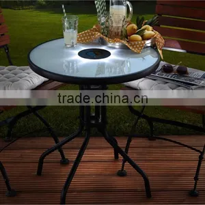LED Bistro Table Solar Power Recharge Tempered Glass thumbnail-1