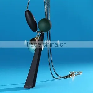 Silver Ball Rubber Strip Pendant Necklace Rubber Bead Long Necklace Geometric Sweater Necklace thumbnail-4