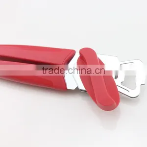 Red Plastic Handle Easy to Grip Can Opener Includes Bottle Cap Opener and Can Tab Lifter thumbnail-4