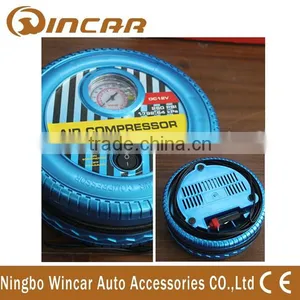 Round 12V 260PSI Mini Air Compressor With Pressure Gauge thumbnail-2