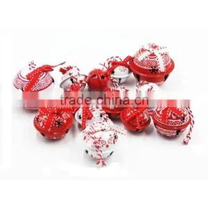 NEW Design 2017 Red White Snow Flower Holiday Tree Hanging Ornament Christmas Decorative Metal Bell thumbnail-1