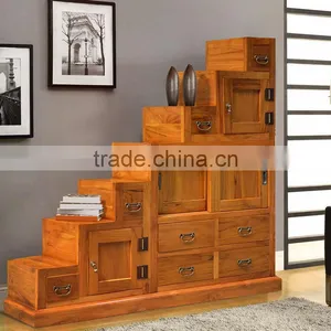 Cabinet Stair Case Drawers Natural Colour Teak Wood Furniture, Teak Indoor Furniture Contemporary From Indonesia thumbnail-1