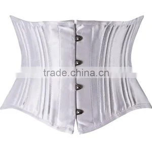 Women Short Double Steel Boned Waist Slimming Satin Waist Trainer thumbnail-3
