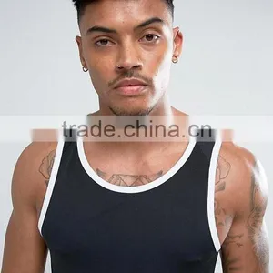 2017 Cheap New Design Custom Manufacture Black Color Gym Wear Comfortable 95% Cotton 5% Spandex Fashion Men's Tank Tops thumbnail-3