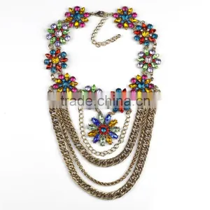 Multilayer Out Chain With Multicolor Rhinestone Women Necklaces thumbnail-3