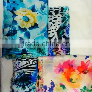 Flower Design Digitally Printed New Arrival 2015 Collection Shawls and Stoles thumbnail-2