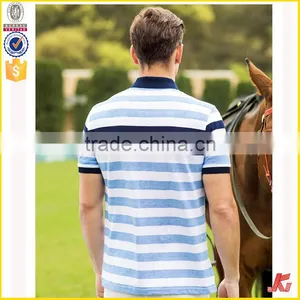 High Quality Latest White And Green Stripe Polo Shirts Pattern For Men 100% Cotton thumbnail-2