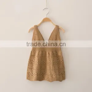 S32906W Spring Summer New Kids Baby Girls Cotton Sweater Strap Dress Crochet Fancy Dress thumbnail-2