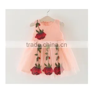 European Style Kids Baby Dress Rose Floral Pattern Princess Dress thumbnail-2