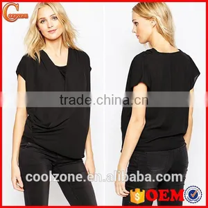 100% Polyester Square Neck Cap Sleeves Maternity Clothings for Nursing thumbnail-1