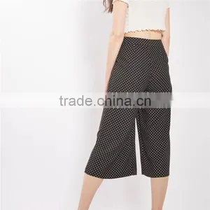 New Arrival Womens High Rise Polka Dot Wide Leg Cropped Slacks thumbnail-3