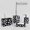 4 Piece Break Resistance Elegant Black Color Polyresin Bathroom Sets With White Dots thumbnail-1