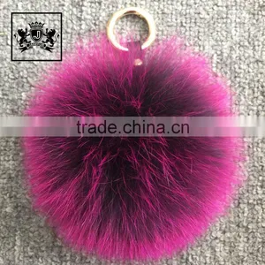 Latest Factory Pompom Ball Real Fox Fur Keychain Part thumbnail-2