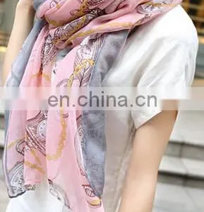 Embellish Infinity Pink Floral Printed Scarf Soft Yarn Muffler Simple Oblong Scarves thumbnail-4