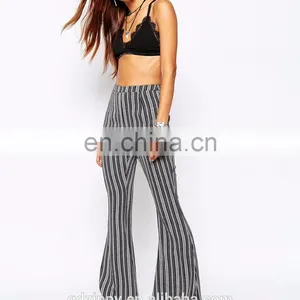 New Style Ladies Casual Vertical Stripe Flare Pants thumbnail-2