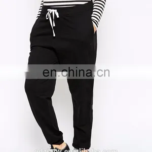 Loose Casual Contrast Tie Plain Sweat Pants thumbnail-5