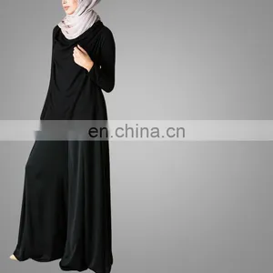 Hot Sale Muslim Women Wide Leg Side Split Chiffon Pants Ladies High Waist Back Zipper Black Trousers Islamic Palazzo Pants thumbnail-4