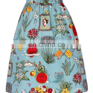 Grace Karin Women's Vintage Retro A-Line Pleated Cotton Print Skirt 5 Patterns CL010401-2 thumbnail-3
