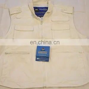 Sleeveless White Jacket With 8 Pockets thumbnail-1