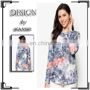 Latest Crew Neck Sweatshirt and Tops for Women Long Sleeve Muslim Blouse thumbnail-1
