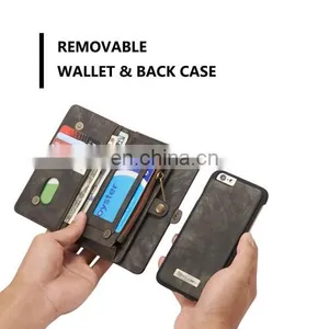Wholesale Brand New Multi Slots Leather Cover Case for IPhone 6 & 6s With Zipper,Magnetic Clasp thumbnail-6