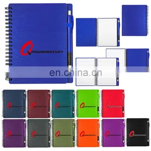 Mercury Spiral Round 70sheets Lined Notebook Set With Stylus Ball Pen and Solid Metallic Textured Cover thumbnail-1