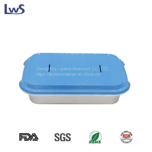 Aluminum Foil Airline Food Packing Container With Colorful Lids thumbnail-4