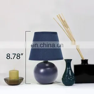 Navy Blue Ball Shape Ceramic Base Custom Nordic Table Decoration Cheap Ceramic Lamps for Hotel Home Bedside thumbnail-3