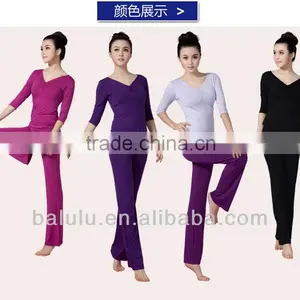 Ladies Gym Wear Soft Modal v Neck Long Sleeve Women's Yoga Fintess Wear Gym t Shirt Fitness Wear thumbnail-1