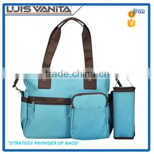 Blue Microfiber Muti Function Baby Diaper With Bottle Bag thumbnail-1